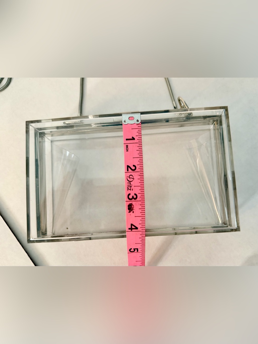 Clear Acrylic Box Clutch Evening Bag with Silver Tone Chain - Picture 5 of 5